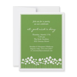 Shamrock Garden St Patricks Party  Invitation 