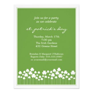 Shamrock Garden St Patricks Party Invitation