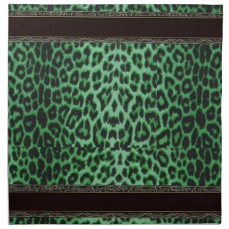 Shamrock Green Leopard with Black and Gold Trim