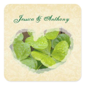Shamrock Heart Bride and groom Weding sticker
