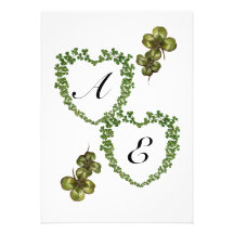 SHAMROCK HEARTS MONOGRAM CUSTOM INVITATION