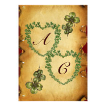 SHAMROCK HEARTS MONOGRAM PARCHMENT ice Personalized Invites