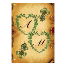 SHAMROCK HEARTS MONOGRAM PARCHMENT INVITE