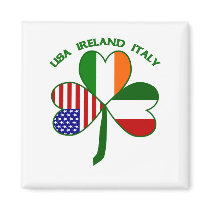 Shamrock Italy USA Irish Refrigerator Magnets