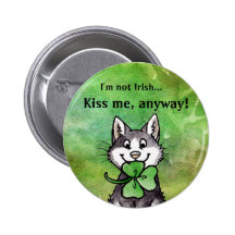 Shamrock Kitty Button