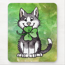 Shamrock Kitty Mouse Pad