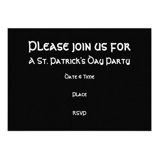 Shamrock large 'Hooley Time!'  invitation black