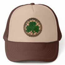 Shamrock, Lattice And Celtic Knots On Beige Hat
