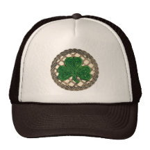 Shamrock, Lattice And Celtic Knots On Beige Hat