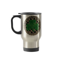 Shamrock, Lattice And Celtic Knots On Black Mug
