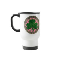 Shamrock, Lattice And Celtic Knots On Pink Mug