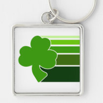 green, patterns, stripes, shamrock, st. patrick&#39;s day, irish, Chaveiro com design gráfico personalizado