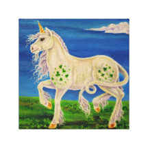 Shamrock the Irish Unicorn Canvas Prints