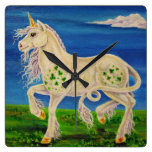 Shamrock the Irish Unicorn wall clocks