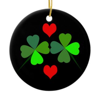 Shamrocks and Red Hearts Ornament ornament