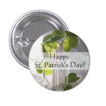 Shamrocks in a Vintage Bottle Pinback Buttons
