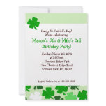 SHAMROCKS ST PATRICKS DAY 5x7 Birthday Personalized Invites