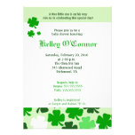 SHAMROCKS ST PATRICKS DAY GREEN Baby Shower Custom Announcements