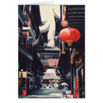"Shanghai Market" China Watercolor Greeting Cards