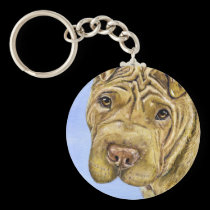 Shar Pei Dog Art - Aspen keychains