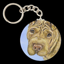 Shar Pei Dog Art - Aspen keychains