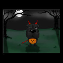 Shar-Pei Halloween Devil postcards