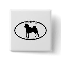 Shar Pei Silhouette Black Button by dogsilhouettes Shar Pei Silhouette Black Button