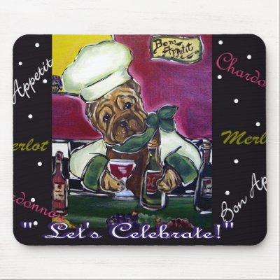 Shar-Pei Wine Chef Mouse Mats