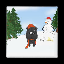 Shar-Pei Winter Scene magnets