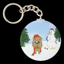 Shar-Pei Winter Scene keychains