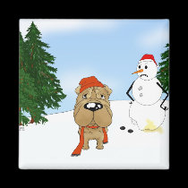 Shar-Pei Winter Scene magnets