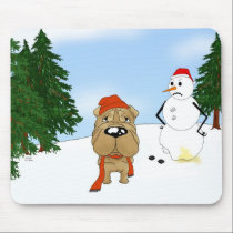 Shar-Pei Winter Scene mousepads