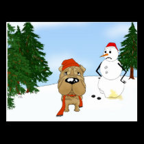 Shar-Pei Winter Scene postcards