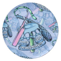 Share, and love your neighbors artwork. plates