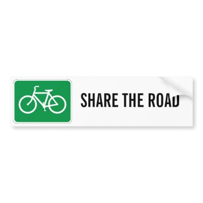 Share The Road with Bicycles Bumper Stickers by karlsrc