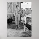 Sharecropper Family with Hound Dog: 1935 Poster