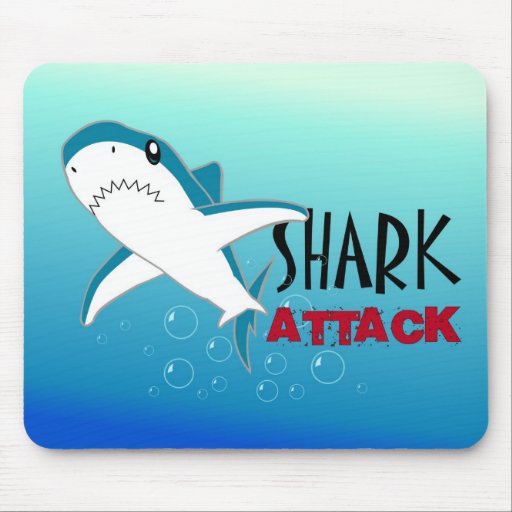 Shark Attack Cartoon Mousepad | Zazzle