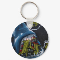 Shark attack graffiti keychains