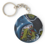 Shark attack graffiti key chain