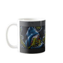Shark attack graffiti mugs