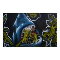 Shark attack graffiti posters