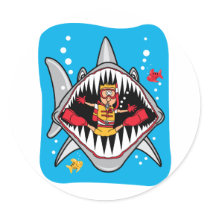 Shark Attack! Round Sticker