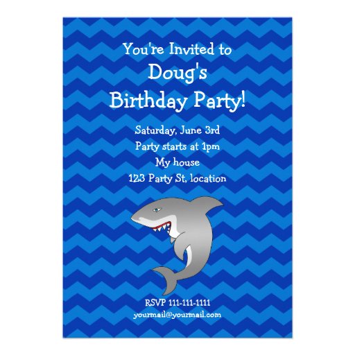 Shark birthday invitation