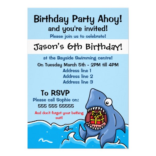 Shark Birthday Party Invitation