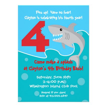 Shark Bite Invite- 4th Birthday Party