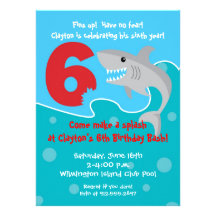 Shark Bite Invite- 6th Birthday Party