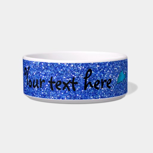 Shark blue glitter cat water bowls