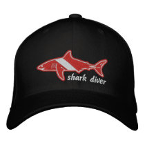 Shark Diver Dive Flag Cap embroidered hats