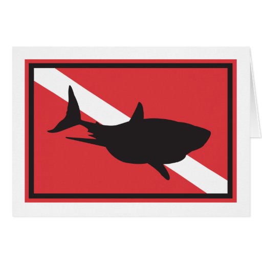Shark Diving Flag Greeting Cards