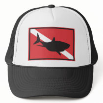 Shark Diving Flag Trucker Hats